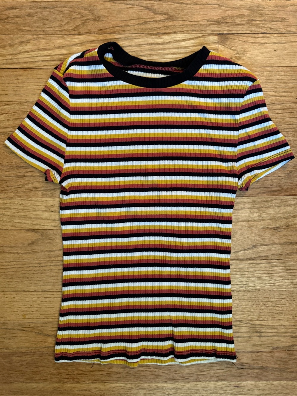 Ribbed Short Sleeve Stripe Tee